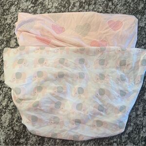 Adorable Pink Elephant and Heart Print Baby Changing Pad Covers